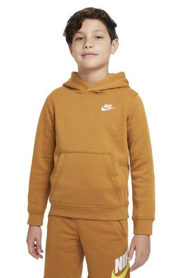 Nike Sportswear Kids' Embroidered Logo Hoodie in Desert Ochre/White