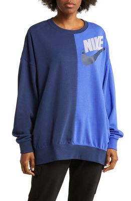Nike Sportswear Oversize Colorblock Crewneck Sweatshirt in Midnight Navy/Lapis