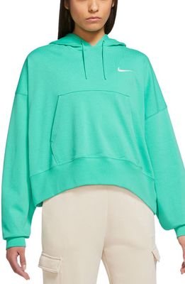 Nike Sportswear Oversize Cotton Jersey Hoodie in Light Menta/White
