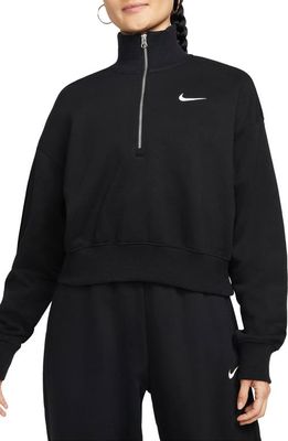 Nike Sportswear Phoenix Fleece Crop Sweatshirt in Black/Sail