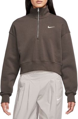 Nike Sportswear Phoenix Fleece Crop Sweatshirt in Bq Brown/Sail