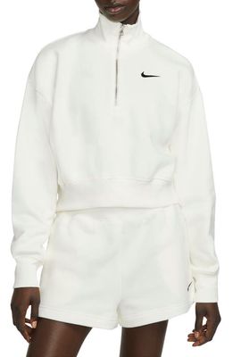 Nike Sportswear Phoenix Fleece Crop Sweatshirt in Sail/Black