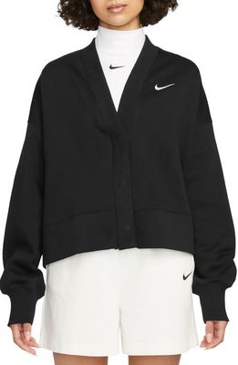 Nike Sportswear Phoenix Fleece Oversize Cardigan in Black/Sail