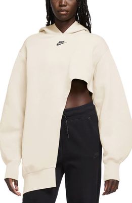 Nike Sportswear Tech Fleece Oversize Asymmetric Hoodie in Pale Ivory/Black