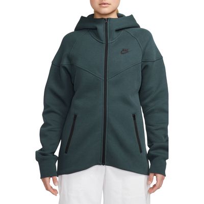 Nike Sportswear Tech Fleece Windrunner Zip Hoodie in Deep Jungle/Black at Nordstrom, Size Large