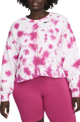Nike Sportswear Tie Dye Fleece Sweatshirt in Active Pink/Siren Red/Black