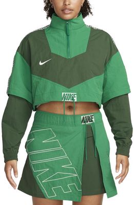 Nike Sportswear Water Repellent Crop Tracksuit Jacket in Fir/Malachite/Sail