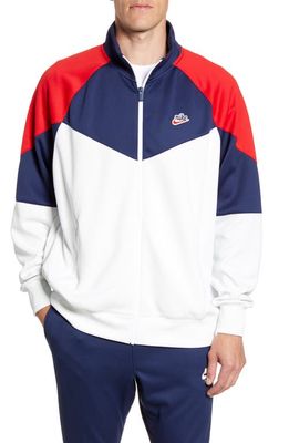 Nike Sportswear Windrunner Colorblock Jacket in Summit White/Midnight Navy