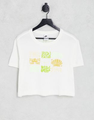 Nike Spring Break essential cropped t-shirt in off white