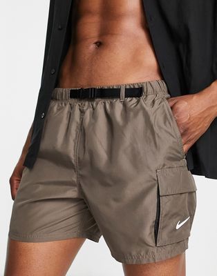 Nike Swimming 5 inch cargo shorts in gray
