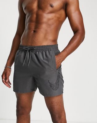 Nike Swimming 5 inch large Swoosh shorts in gray