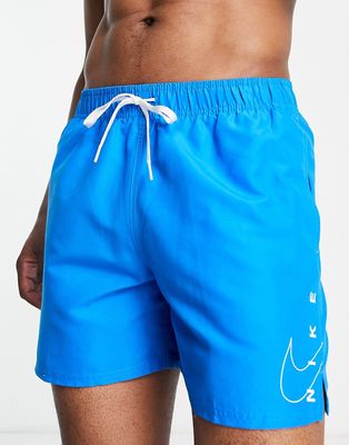 Nike Swimming 5 inch side logo shorts in blue