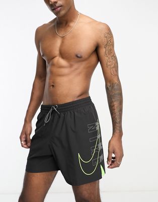 Nike Swimming Explore 5 inch large side logo swim shorts in black