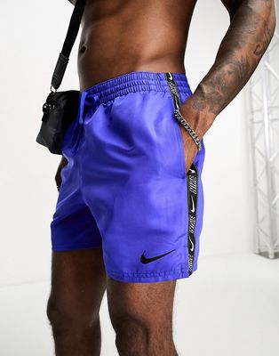 Nike Swimming Icon Volley 5-inch taped satin swim shorts in blue