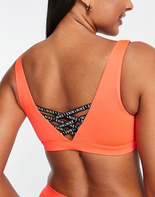 Nike Swimming Sneakerkini scoop neck bikini top in red