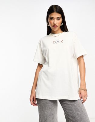 Nike Swoosh boyfriend t-shirt in sail-White