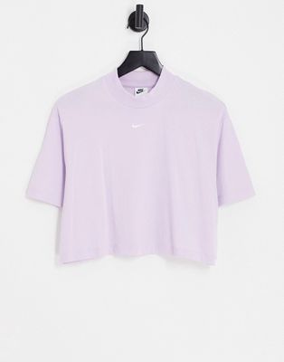 Nike Swoosh mock neck t-shirt in lilac-Purple