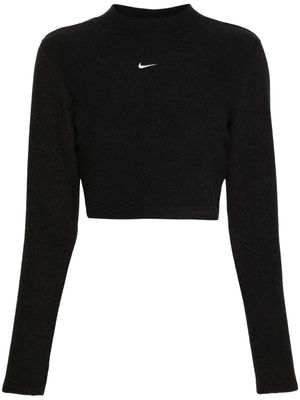 Nike Swoosh-motif fleece crop top - Black