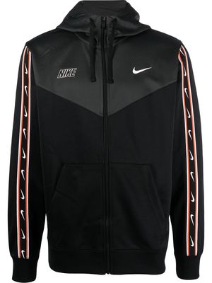 Nike swoosh-trim zipped hoodie - Black