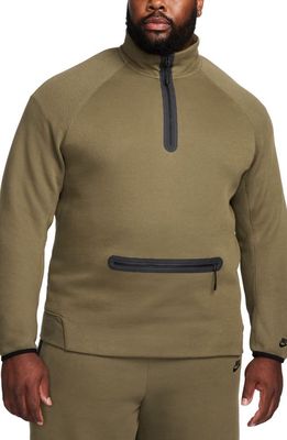 Nike Tech Fleece Half Zip Pullover in Medium Olive/Black