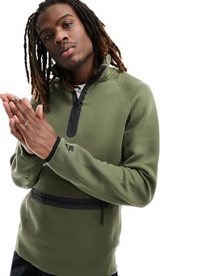 Nike Tech Fleece half zip sweatshirt in khaki-Green