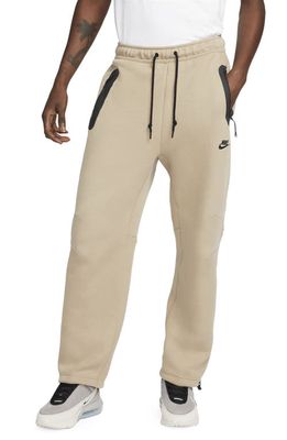 Nike Tech Fleece Open Hem Pants in Khaki/Black