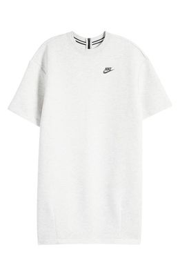 Nike Tech Fleece Oversize T-Shirt Dress in Light Grey/Htr/Black