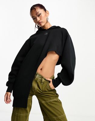 Nike Tech Fleece oversized asymmetrical hoodie in black