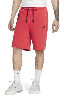 Nike Tech Fleece Sweat Shorts in University Red /Black