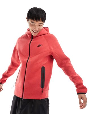 Nike Tech Fleece zip thru hoodie in red