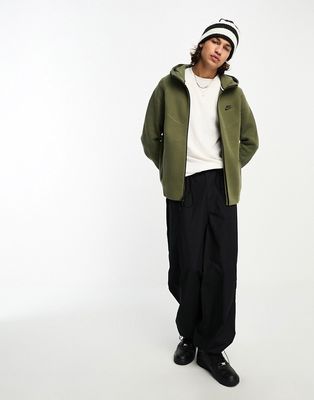 Nike Tech Fleece zip up hoodie in olive-Brown