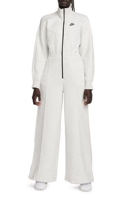 Nike Tech Windrunner Fleece Jumpsuit in Light Grey/Heather/Black