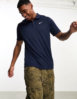 Nike Tennis Dri-FIT Solid polo top in navy