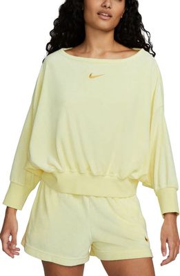 Nike Terry Batwing Sleeve Sweatshirt in Citron Tint/Wheat Gold