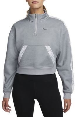Nike Therma-FIT Half Zip Crop Sweatshirt in Grey/Heather/White/Black