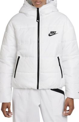 Nike Therma-FIT Repel Puffer Coat in White/black/black