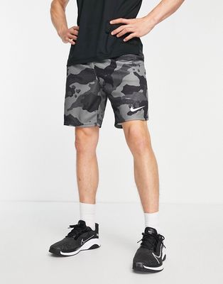 Nike Training Camo all over print shorts in black