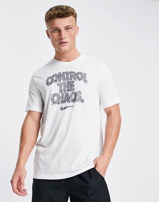 Nike Training Dri-FIT Control The Chaos logo T-shirt in white