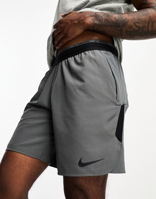 Nike Training Dri-FIT fleece shorts in gray