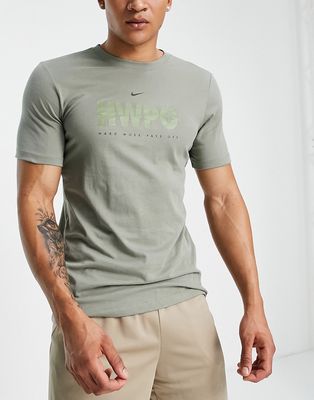 Nike Training Dri-FIT graphic t-shirt in khaki-Green