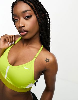 Nike Training Dri-Fit Indy v-neck bra in green