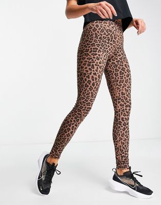 Nike Training Dri-FIT One leggings Glitter Leopard Pack leggings in brown