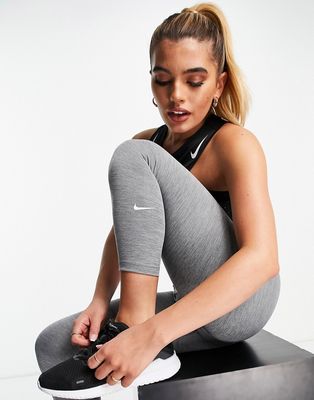Nike Training Dri-FIT One mid-rise cropped leggings in gray heather