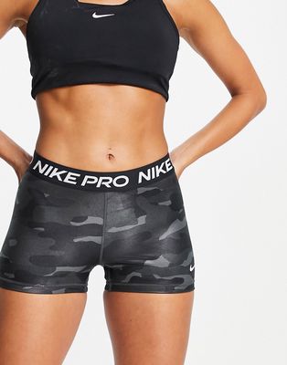 Nike Training Dri-FIT Pro 3-inch camo print legging shorts in dark gray