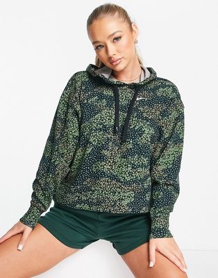 Nike Training Dri-FIT Pro Get Fit all over print crop hoodie in green
