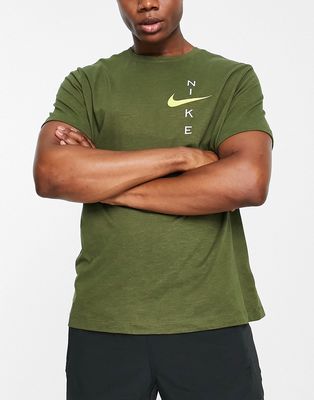 Nike Training Dri-FIT slub logo t-shirt in khaki-Green