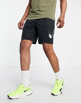 Nike Training Dri-FIT Sport Clash graphic logo polyknit shorts in black