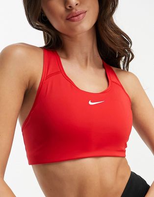 Nike Training Dri-FIT swoosh bra in red