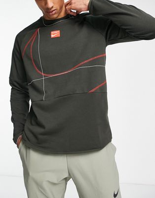 Nike Training Dri-FIT Swoosh Logo long sleeve t-shirt in gray