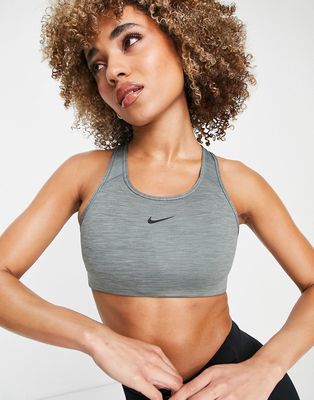 Nike Training Dri-FIT Swoosh medium-support padded bra in gray heather